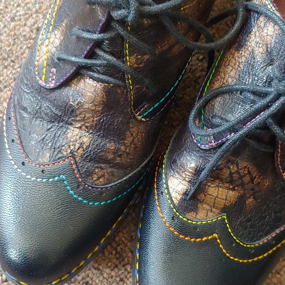 L’Artiste Leather Oxford Shoes |‎ EU 39 | Multicolor Stitching - Picture 2 of 7